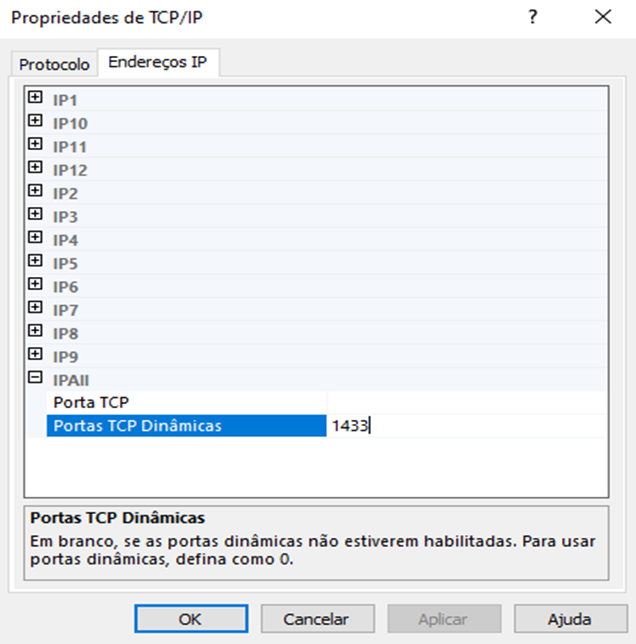 Contiguração TCP - Portas